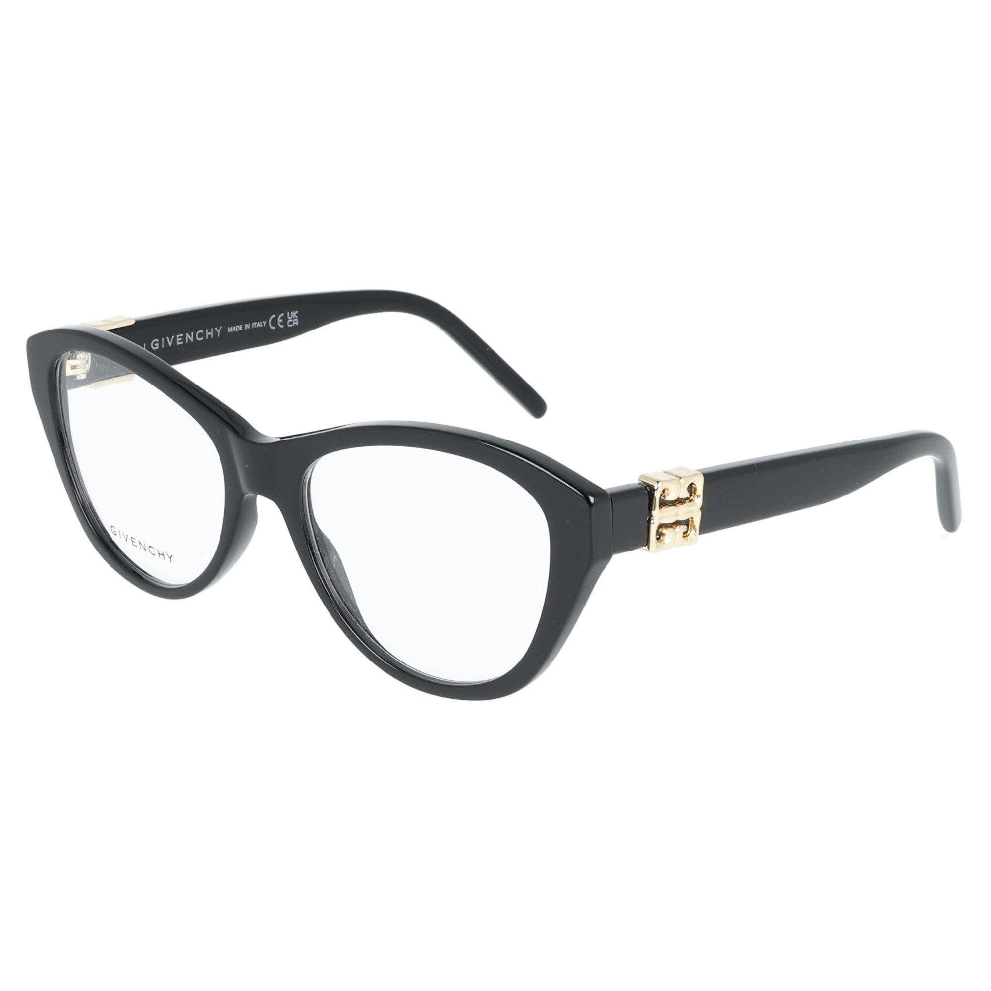 Occhiali da vista Givenchy GV50092I colore 001 nero lucido vista frontale dettaglio dell'asta con logo
