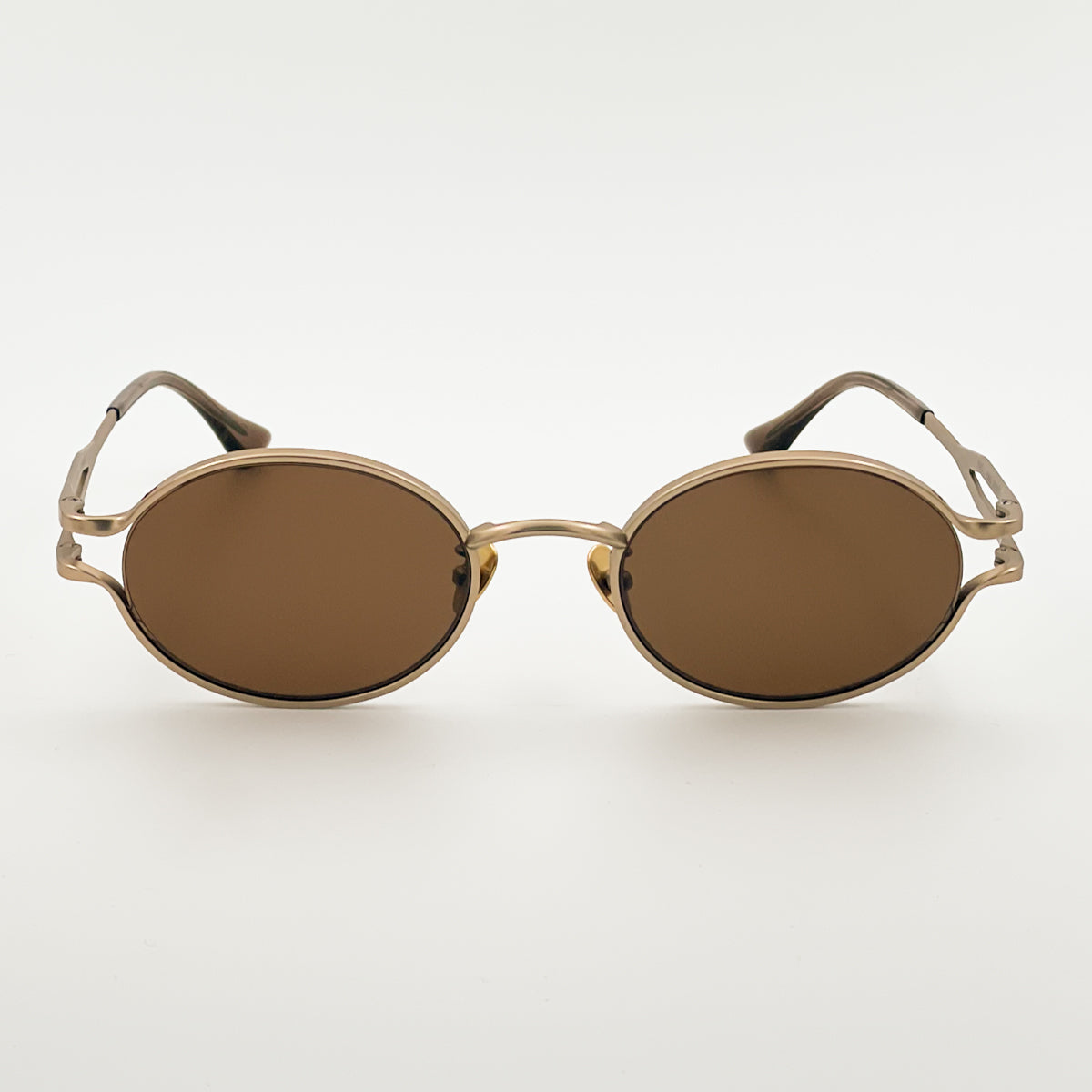 Projekt Produkt HM3 rocchiali da sole unisex montatura ovale in titanio spazzolato color oro bronzato