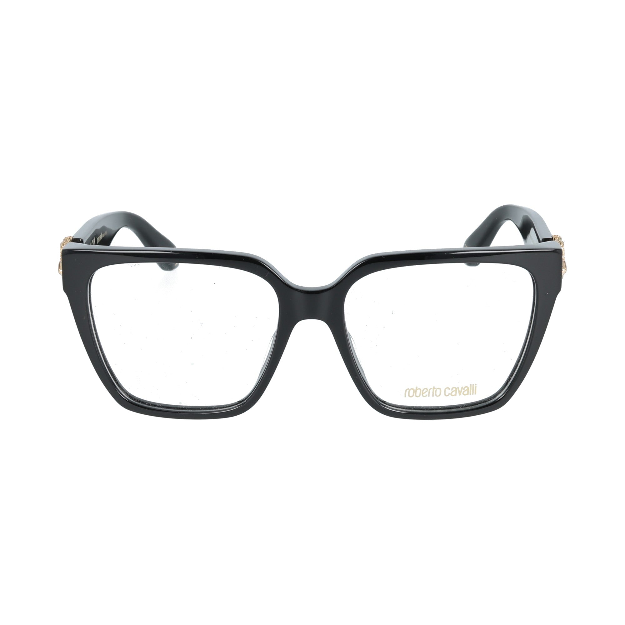 Roberto Cavalli | VRC145M 0700 Nero Oro occhiale da vista da donna forma ampia acetato