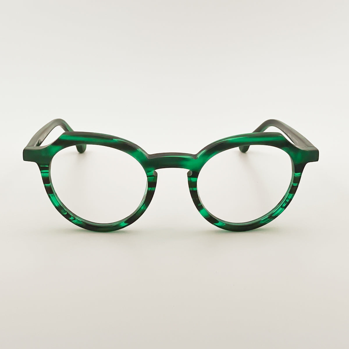 Theo Eyewear Cape Vulture Occhiale da vista da donna verde striato cateye rotonda