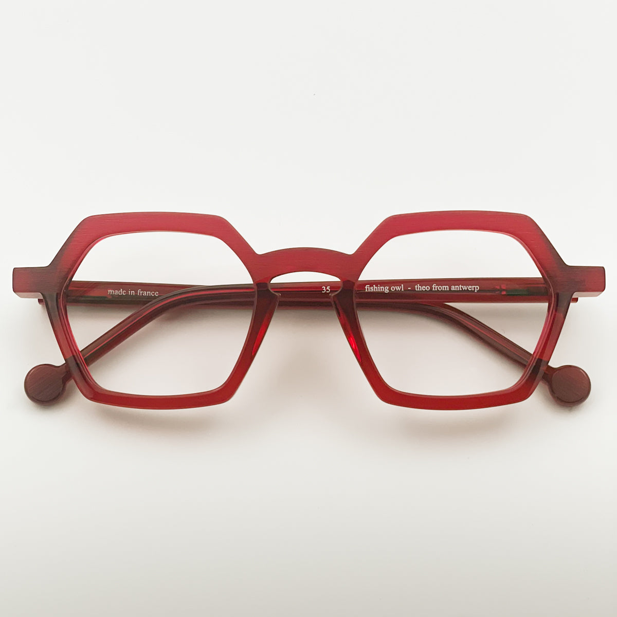 Theo Eyewear Fishing Owl occhiali da vista esagonali acetato rosso