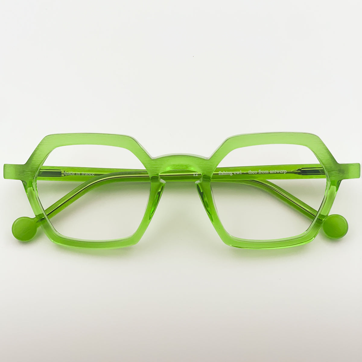 Theo Eyewear Fishing Owl occhiali da vista esagonali acetato verde fluo