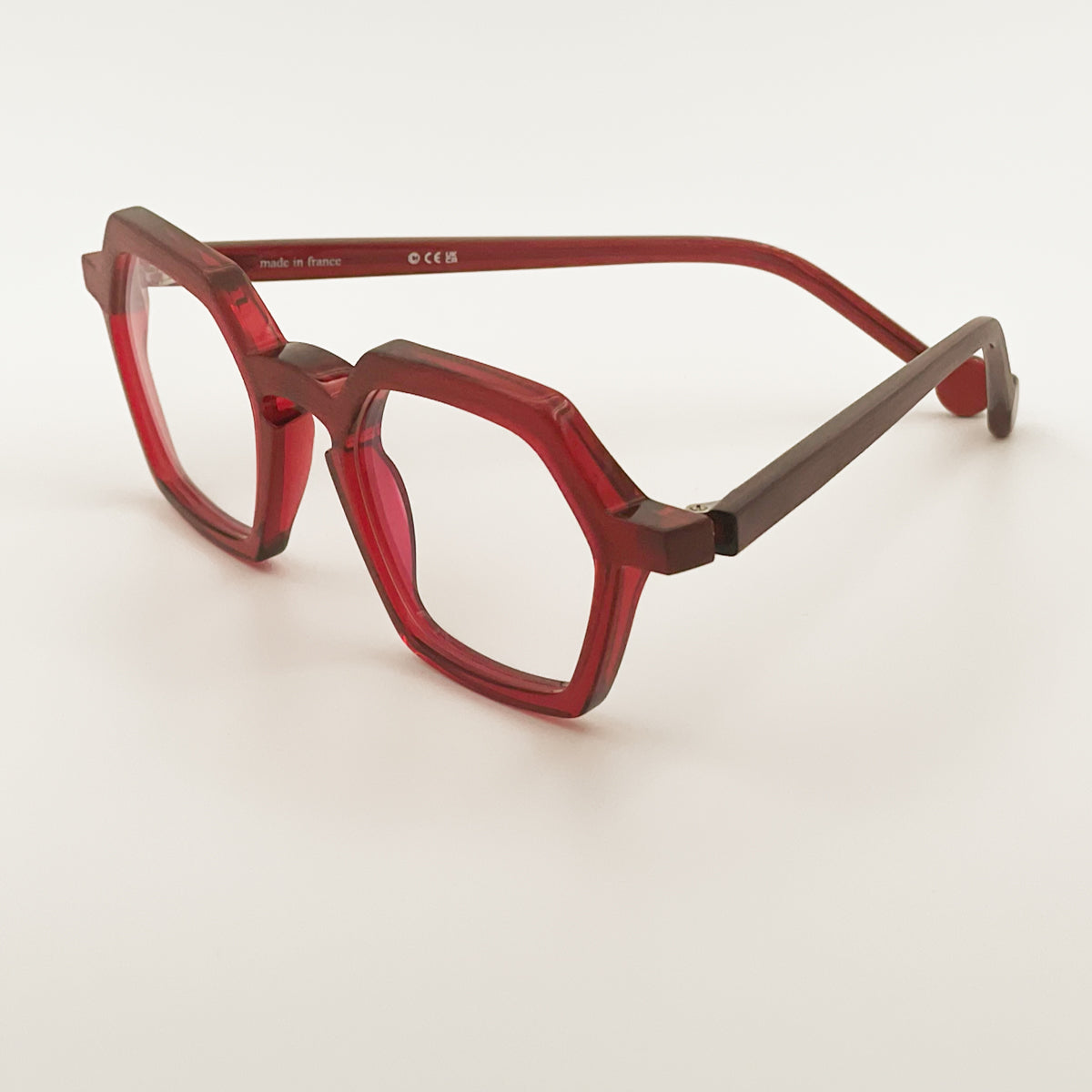 Theo Eyewear Fishing Owl occhiali da vista esagonali acetato rosso