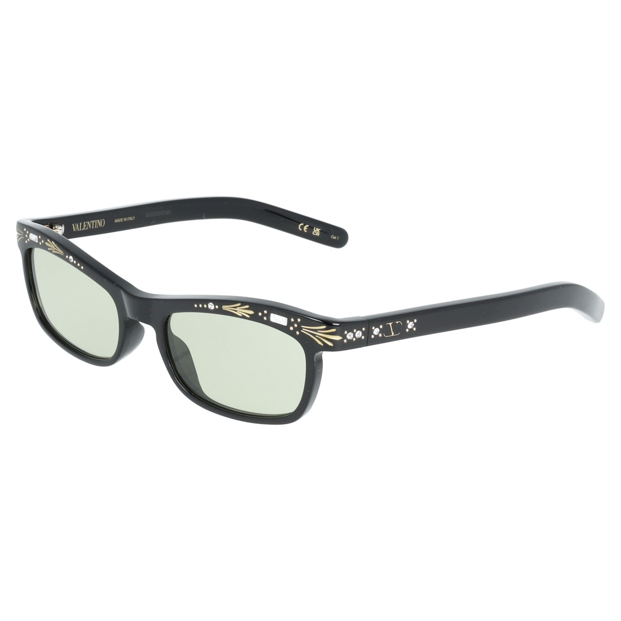 Valentino | VG0044S 002 occhiali da sole da donna Nero con lente verde