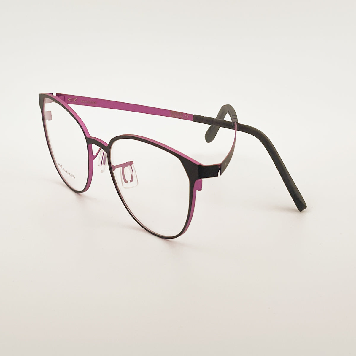 Blackfin Melrose  occhiali da vista da donna design sinuoso e femminile grigio satinato fucsia