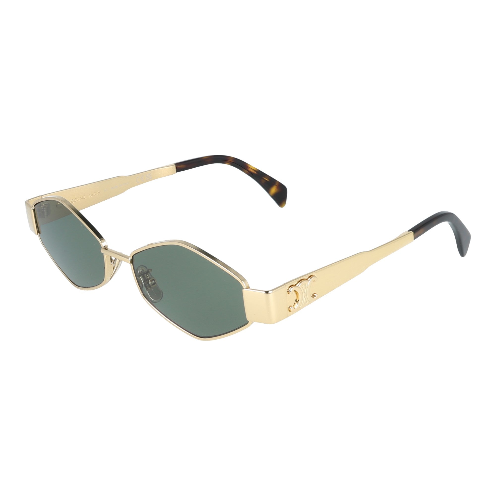 Celine | CL40254U 30N occhiali metallo da sole da donna Oro lenti verde