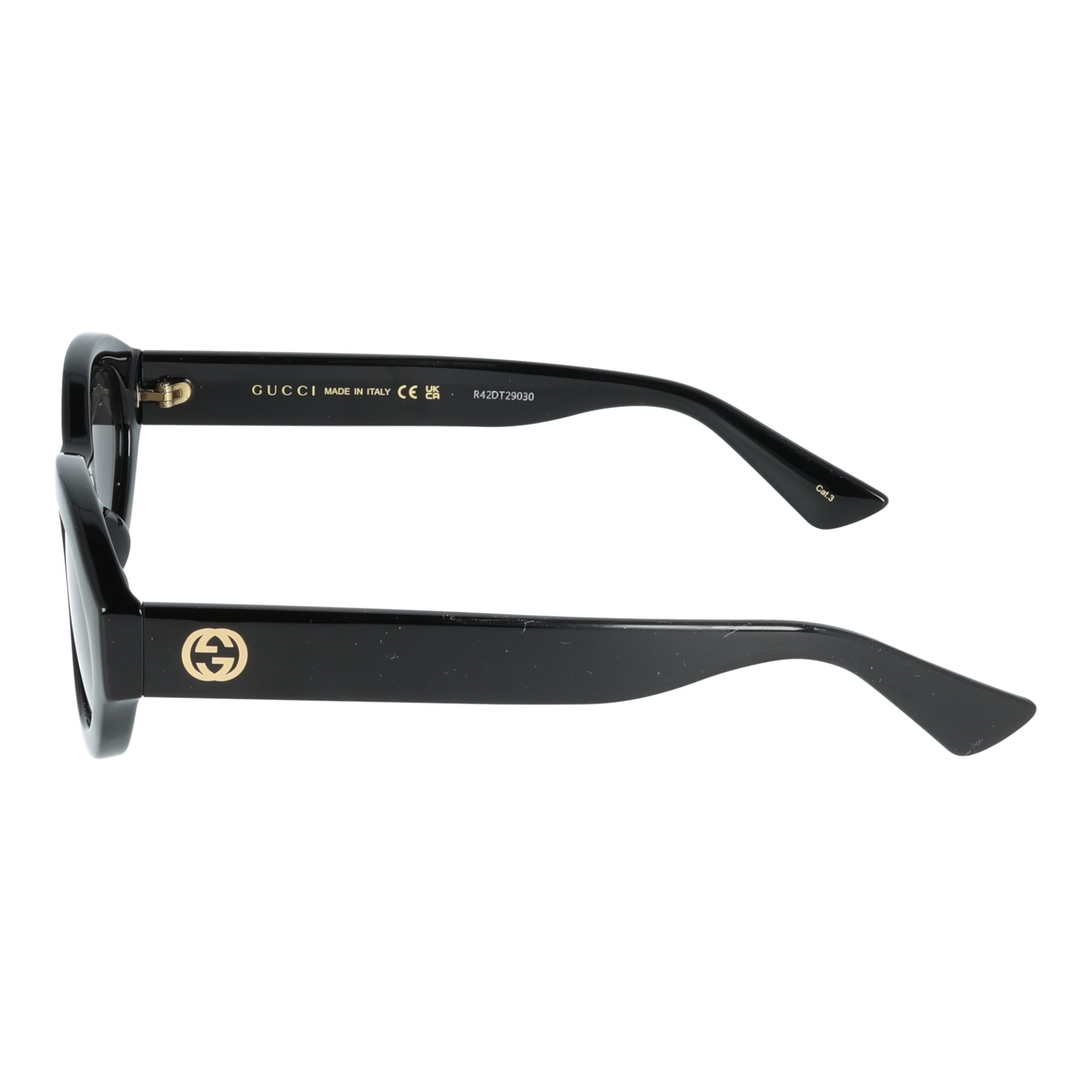 Occhiali da sole Gucci GG1579S 001 nero lucido cat-eye vista laterale