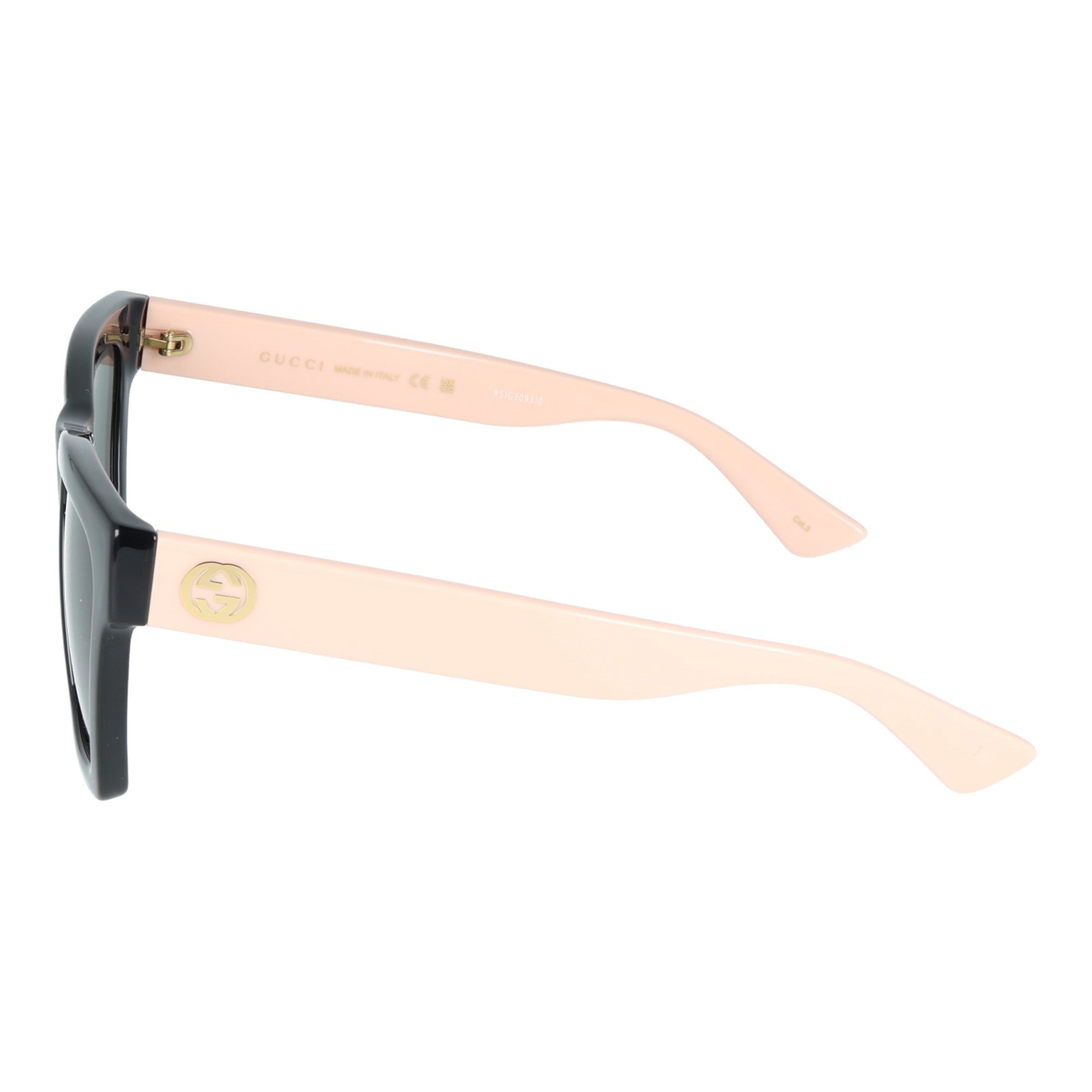 Occhiali da sole donna Gucci GG1714S 006 nero e rosa cipria vista laterale