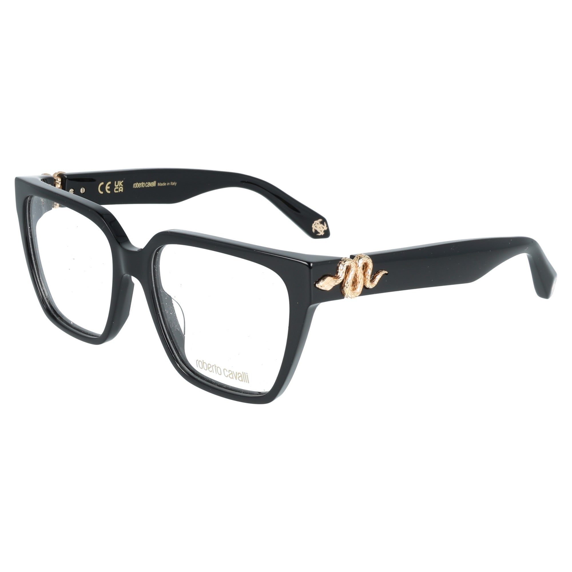 Roberto Cavalli |  VRC145M 0700 Nero Oro occhiale da vista da donna forma ampia acetato