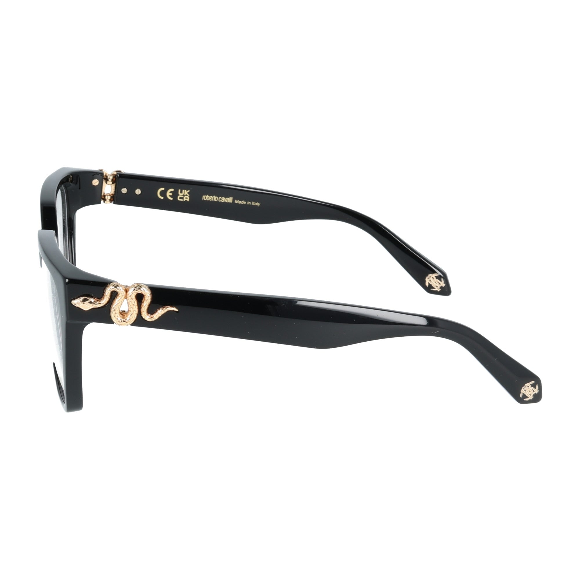 Roberto Cavalli |  VRC145M 0700 Nero Oro occhiale da vista da donna forma ampia acetato