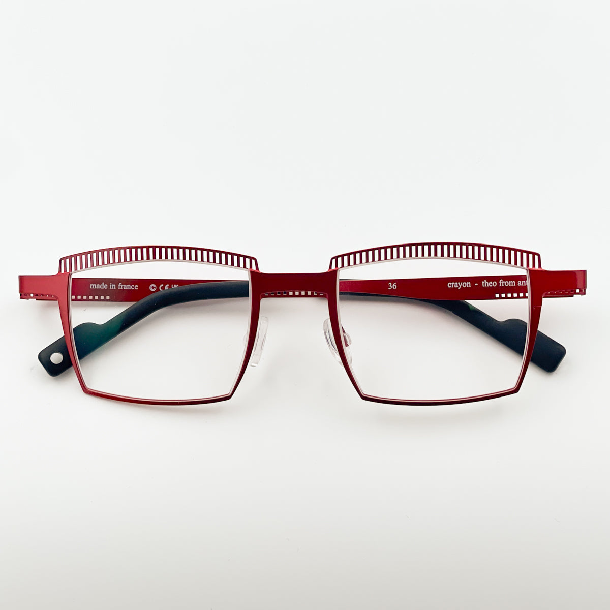 Theo Crayon occhiali da donna rosso rettangolari titanio