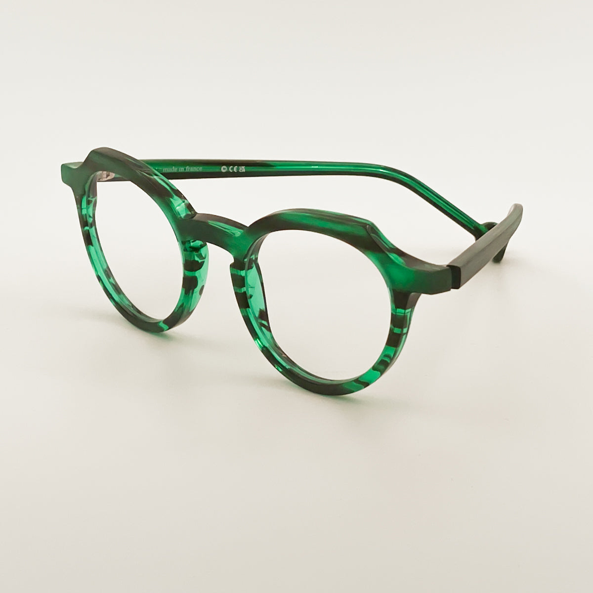 Theo Eyewear Cape Vulture Occhiale da vista da donna verde striato cateye rotondo