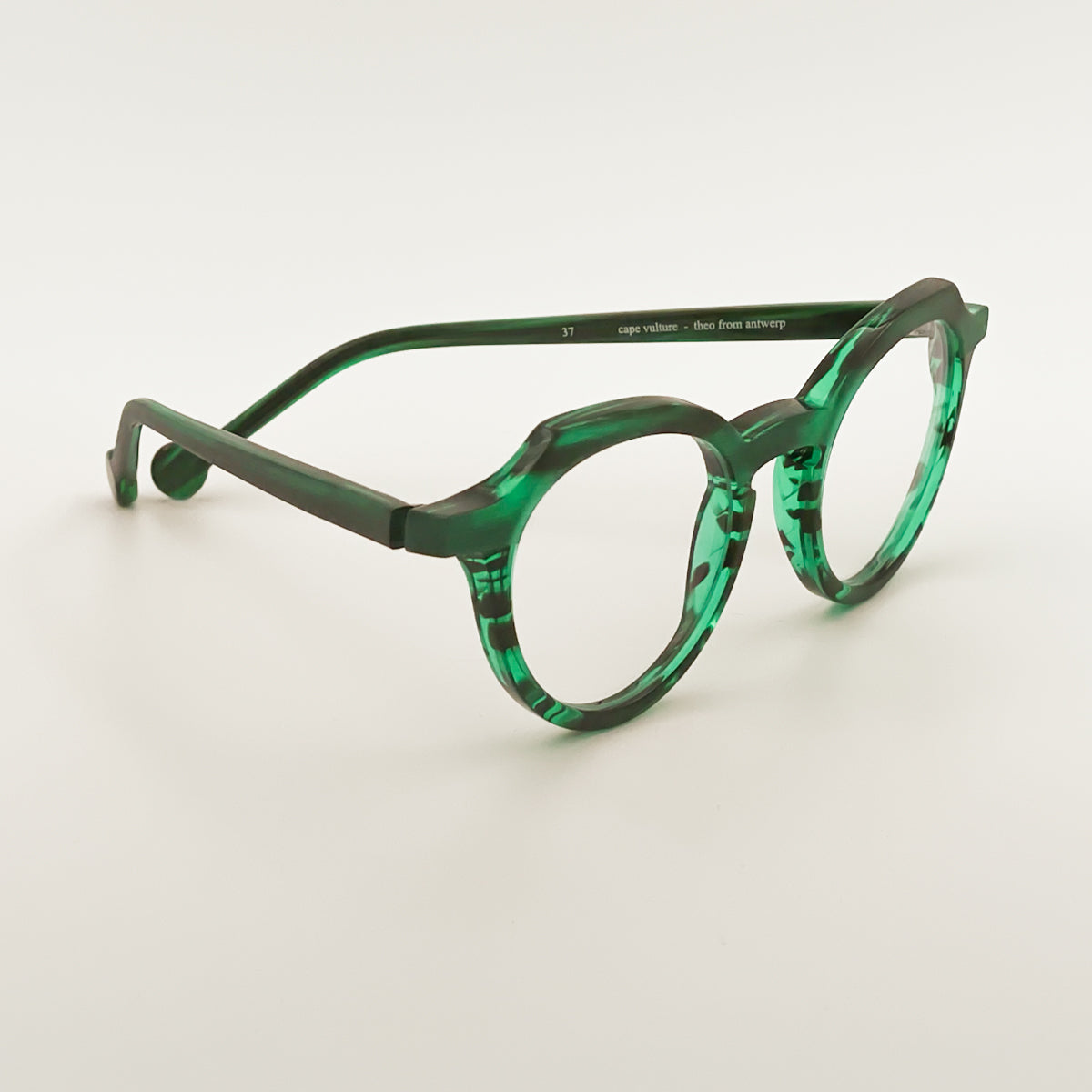 Theo Eyewear Cape Vulture Occhiale da vista da donna verde striato cateye rotonda